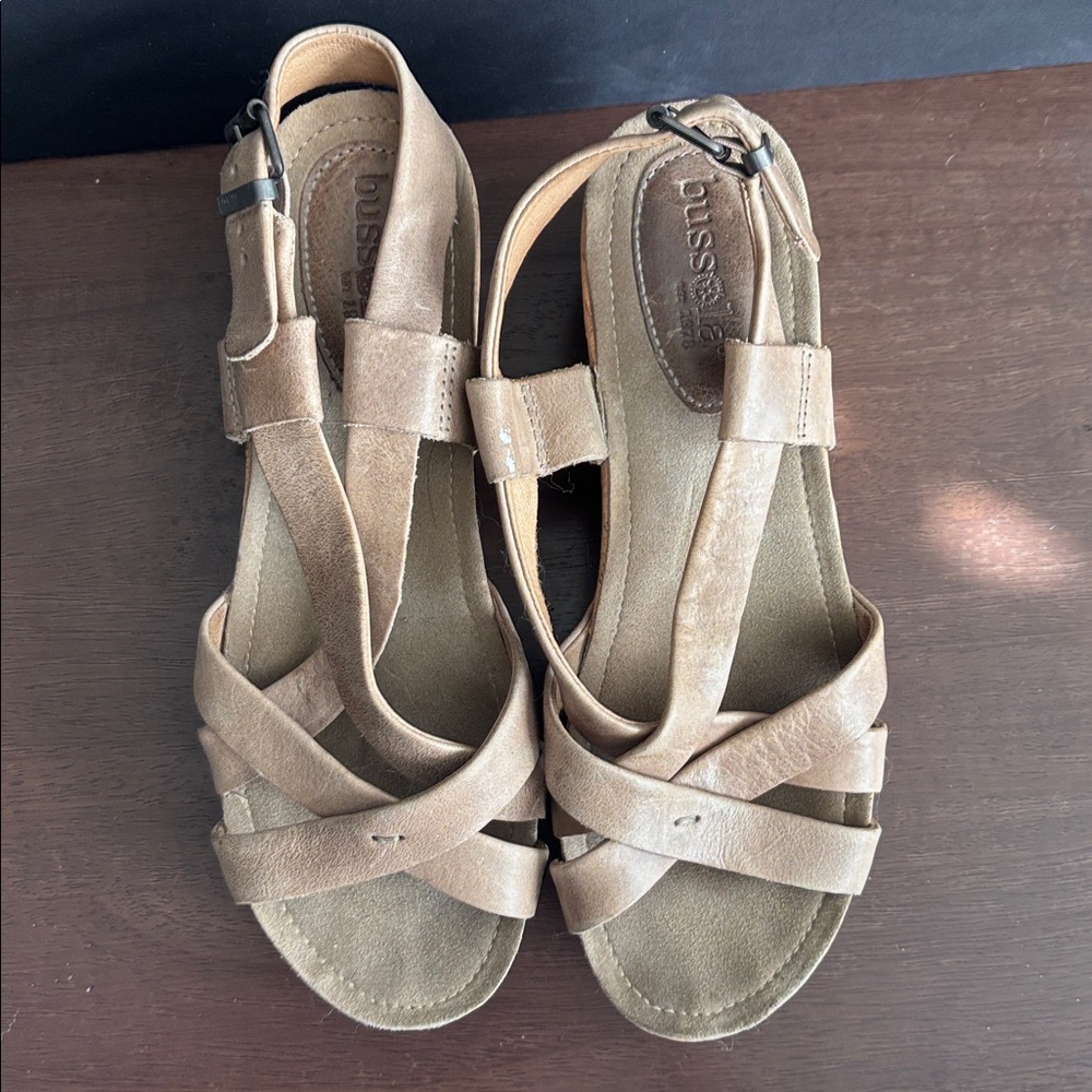 Bussola Beige Leather cork wedge Sandals - Picture 4 of 9